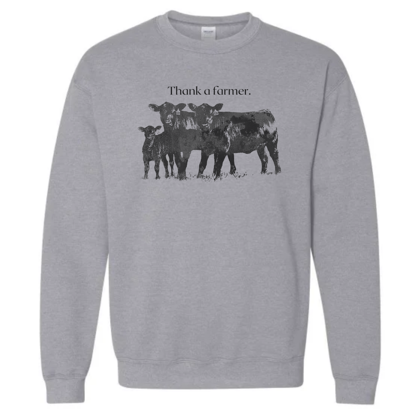 Thank a farmer. Cow crewneck sweatshirt