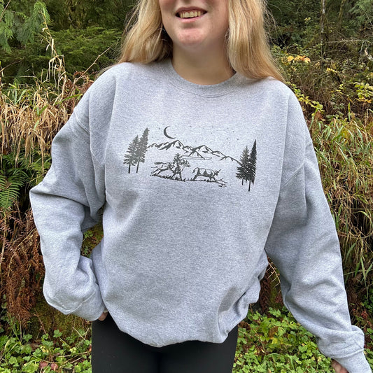 PNW Mountain roping crew | western rodeo crewneck