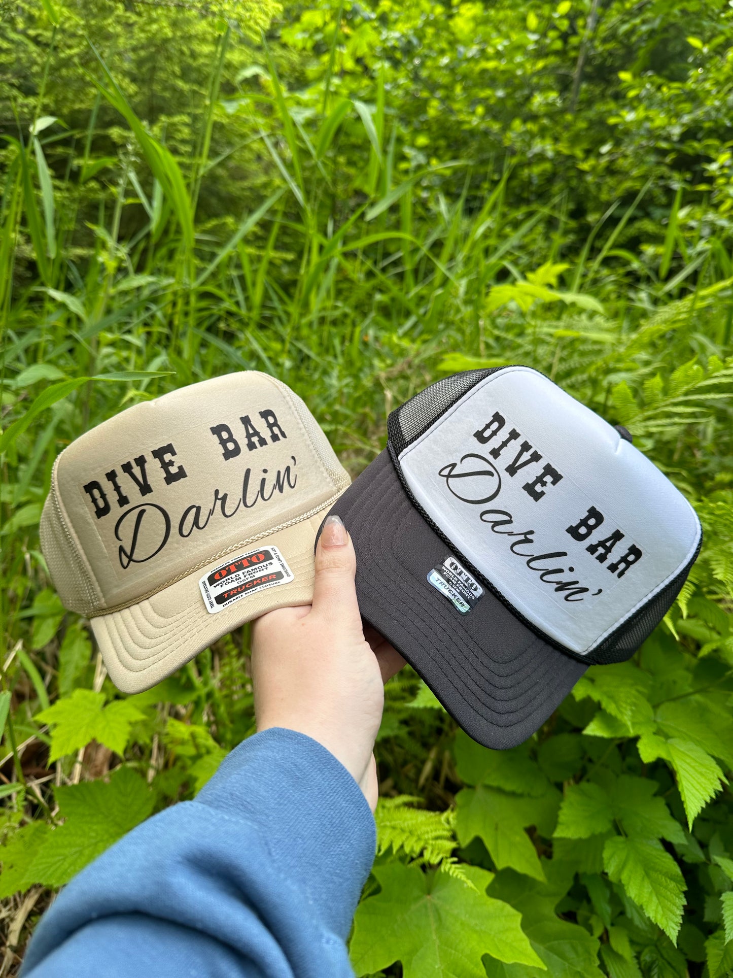 Dive bar darlin’ khaki Trucker hat