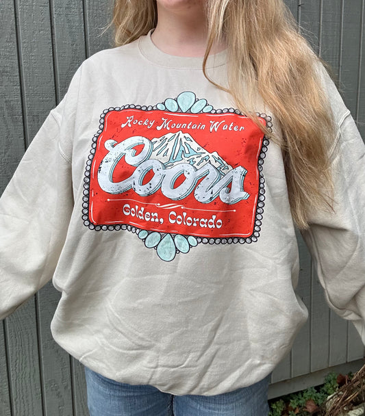 Turquoise coors cowboy crewneck sweatshirt