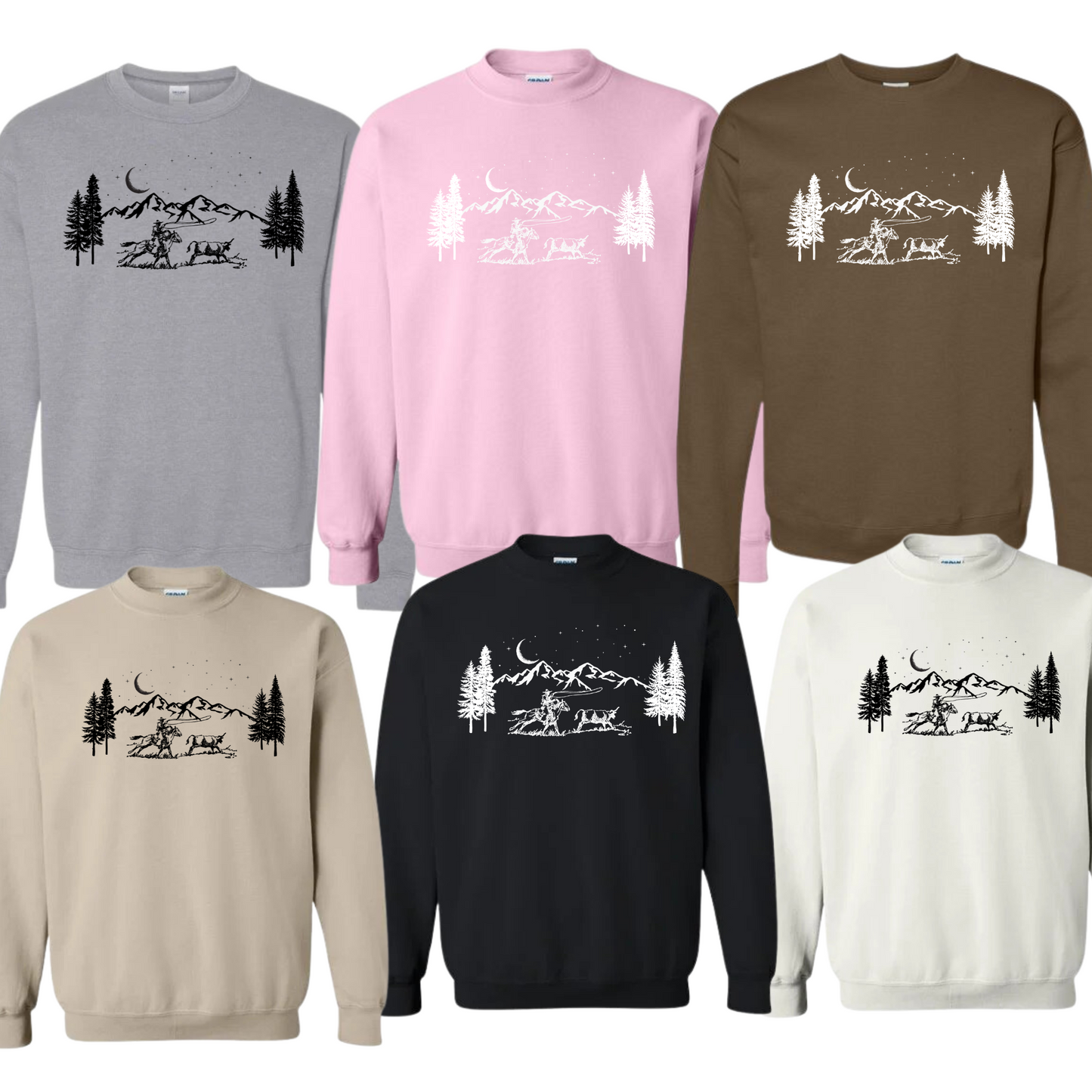 PNW Mountain roping crew | western rodeo crewneck