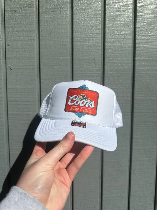 Red Coors Turquoise Trucker hat