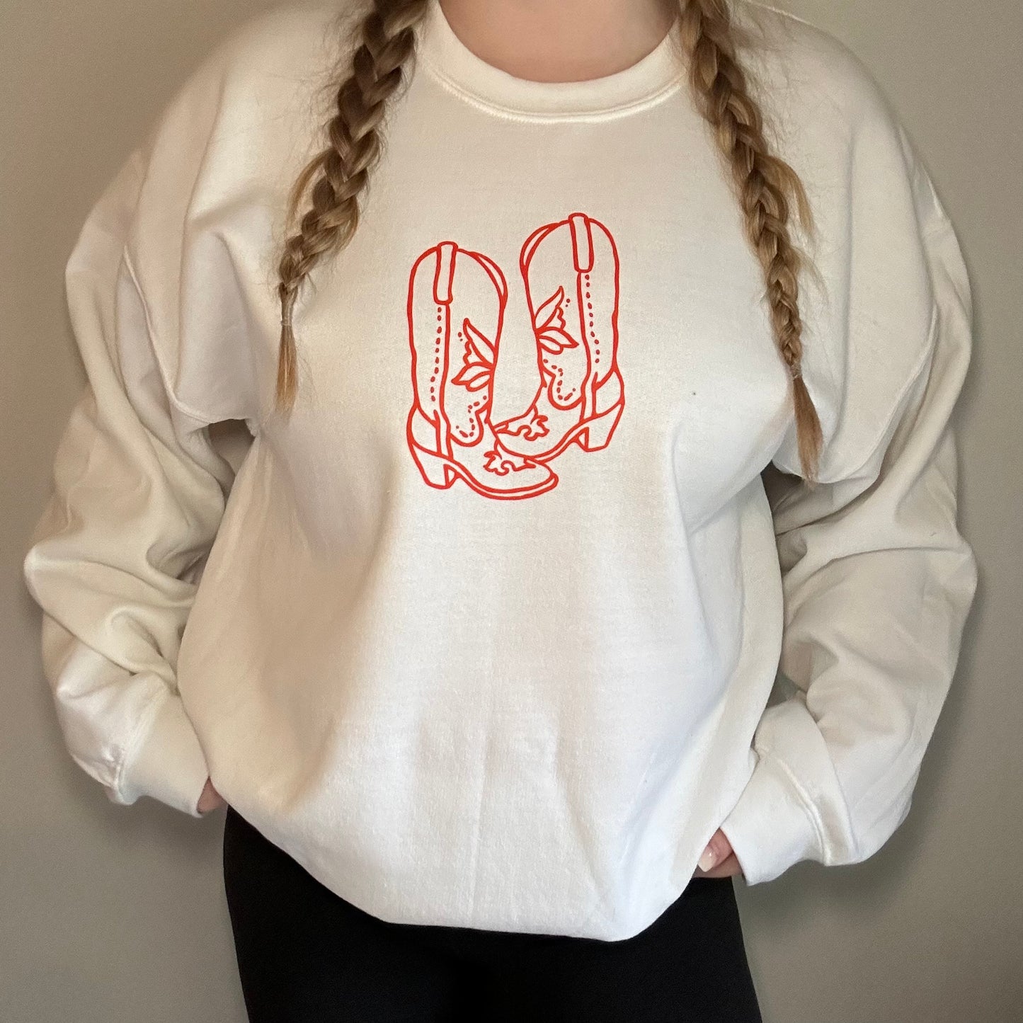 Red boots crewneck | western boots sweatshirt