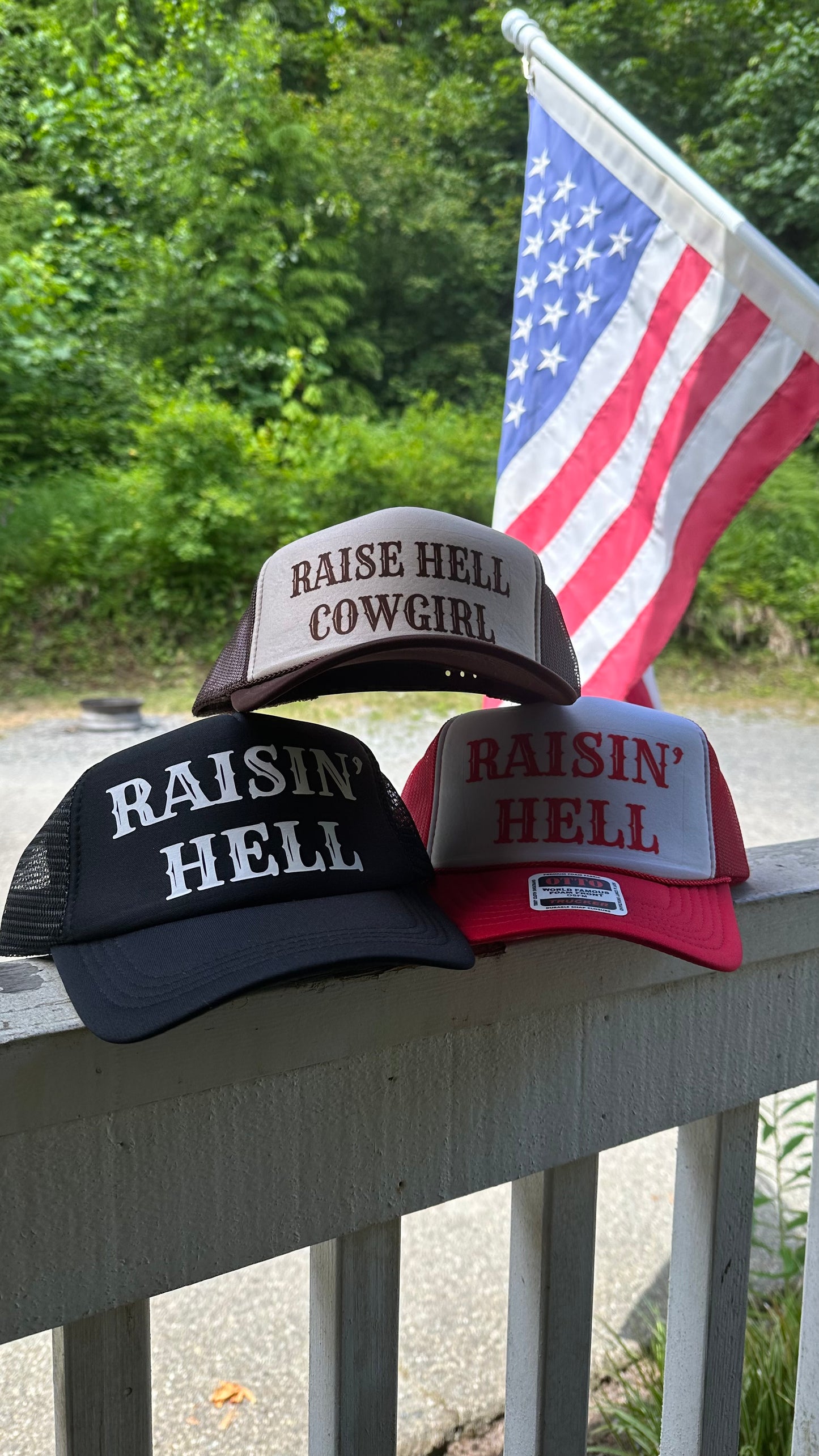 Raisin’ hell red trucker hat