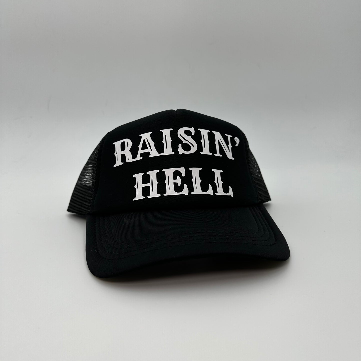 Raisin’ Hell Black trucker hat