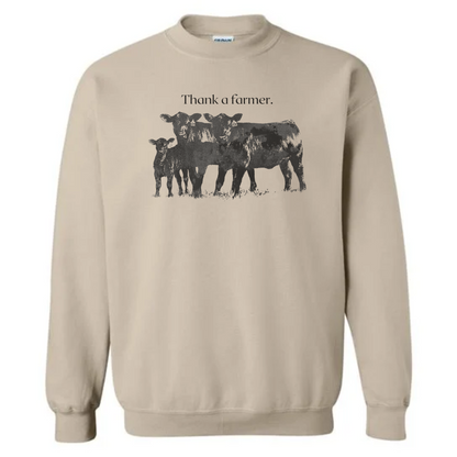 Thank a farmer. Cow crewneck sweatshirt