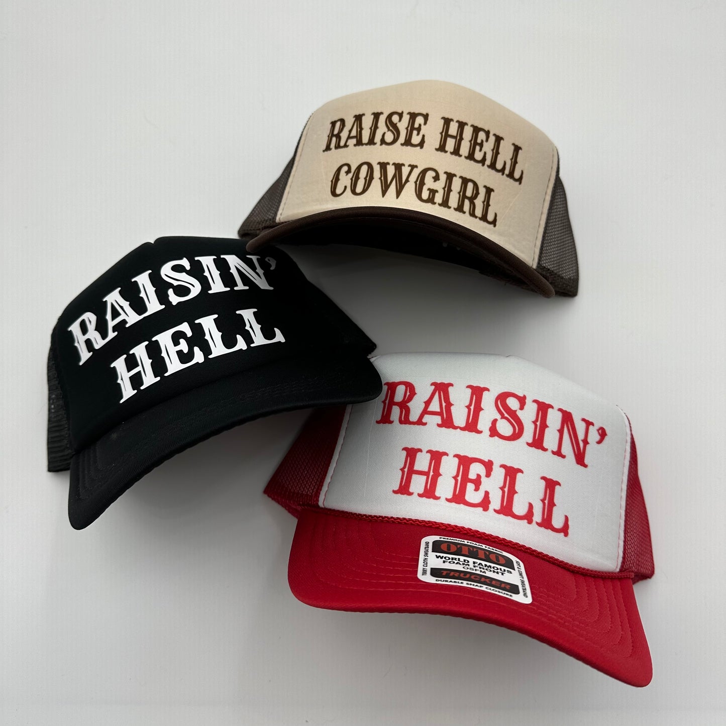 Raisin’ Hell Black trucker hat