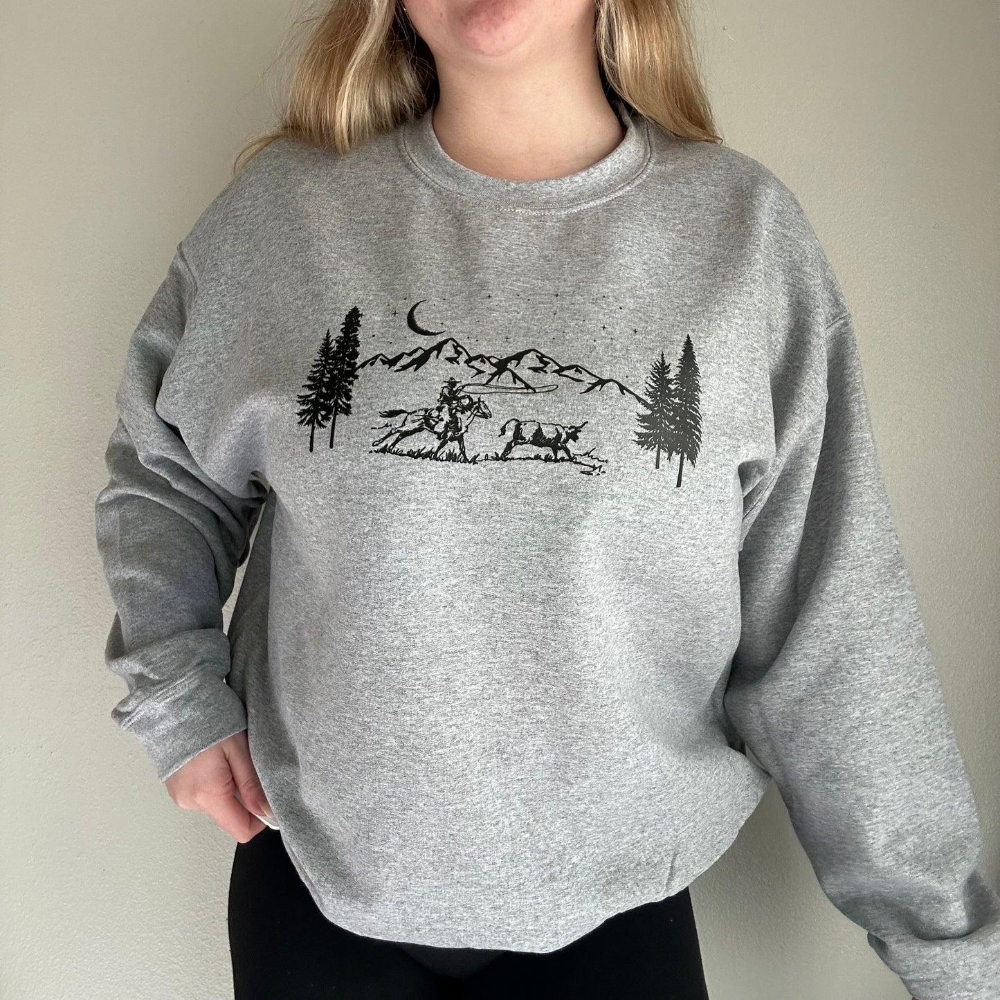 PNW Mountain roping crew | western rodeo crewneck